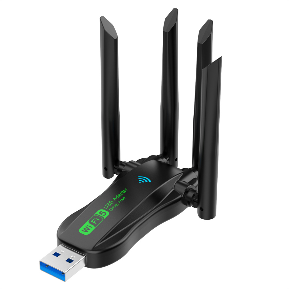 Dual Band USB wifi 1200Mbps Adapter 2.4GHz 5GHz WiFi with 4 Antenna PC Mini Computer Network Card Receiver: WHITE