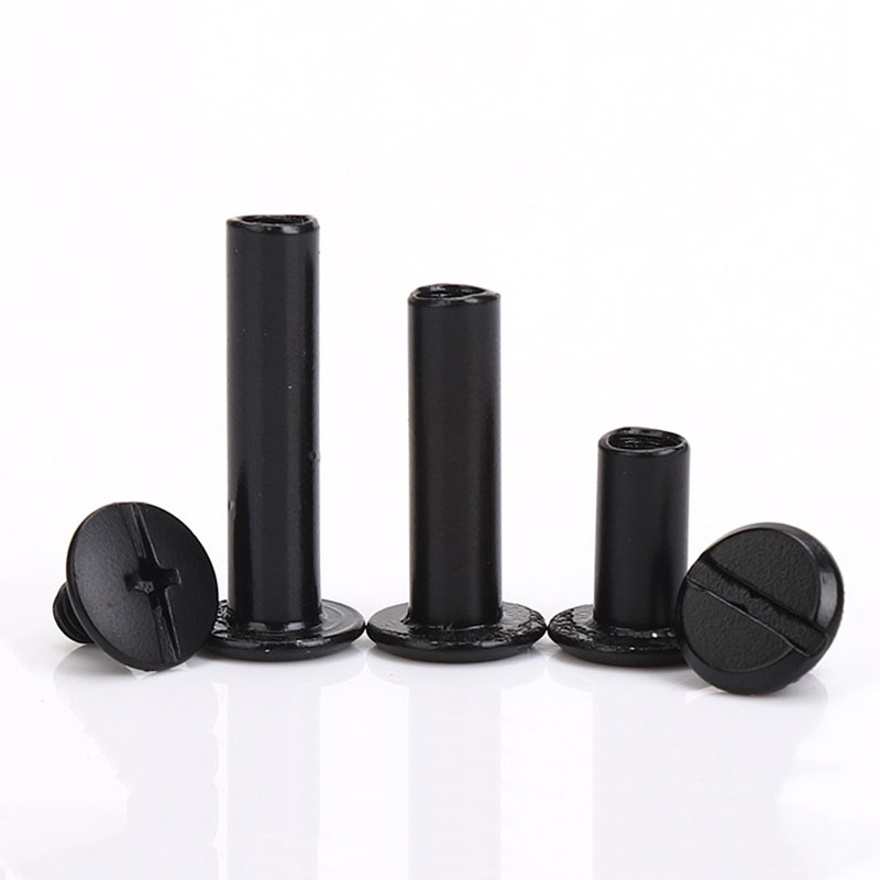 10pcs Matte Black Metal Binding Chicago Screws Studs Rivets Slotted Belt Screw for Photo Album Desk Menu Wallet Fasteners