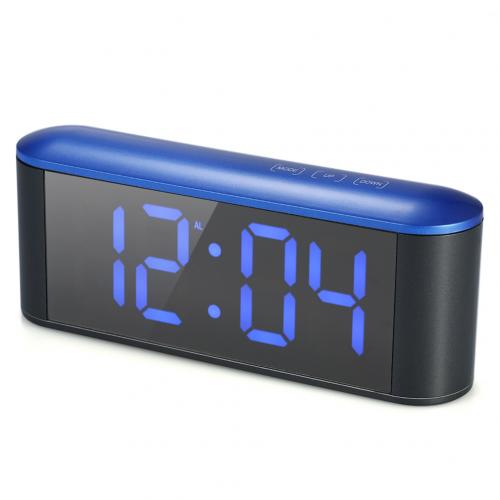 Table Desk LED Screen Mirror Digital Time Temperature Display Snooze Alarm Clock: BlueCase BlueLight