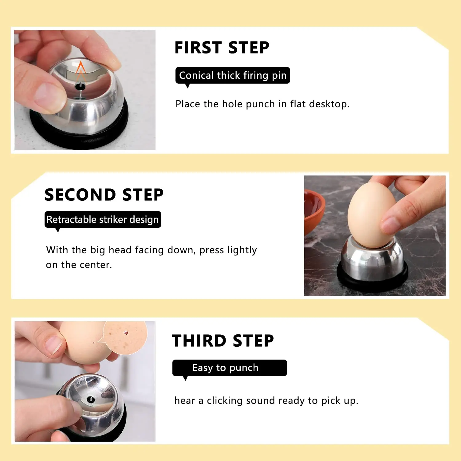 Egg Piercer, Stainless Steel Needle Egg Hole Puncher Eggs Poacher Endurance Hole Seperater Bakery Kitchen Tool