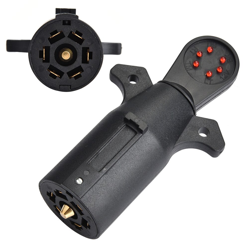 Trailer Socket Tester 12V 7pin flat tester Towing Light Wiring Cable Circuit Plug Socket Tester for Auto Trailers Brass