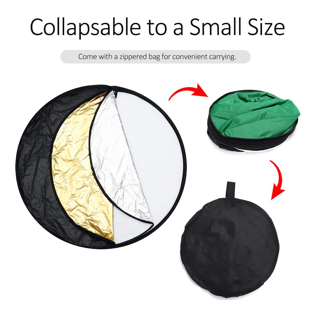 31" 80cm reflector 7 in 1 Collapsible Light Round Photography White Silivery Reflector for Studio Multi Photo Disc Diffuers