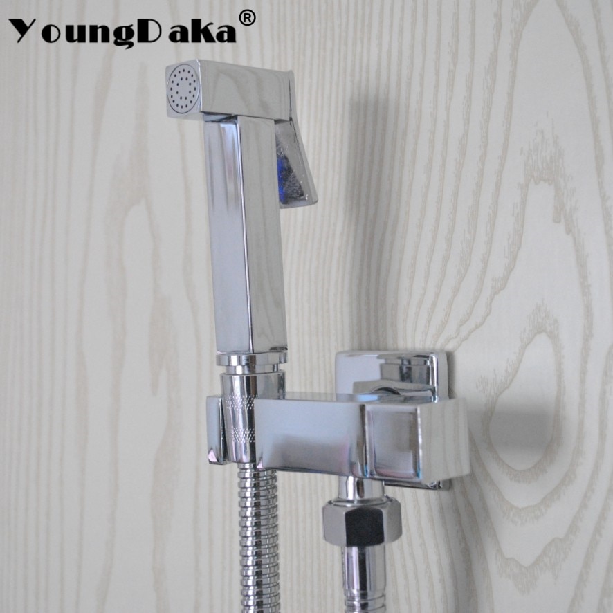 Mini Hand held Bidet Shower Sprayer Faucet Needn't Punch Toilet Jet Cleaner Portable Shattaf High Pressure Brass Corner Valve