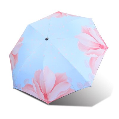 Umbrella Men Rain Woman Windproof Large Paraguas 3D Flower Print Sunny Anti-sun 3 Folding Umbrella Outdoor Parapluie: as picture