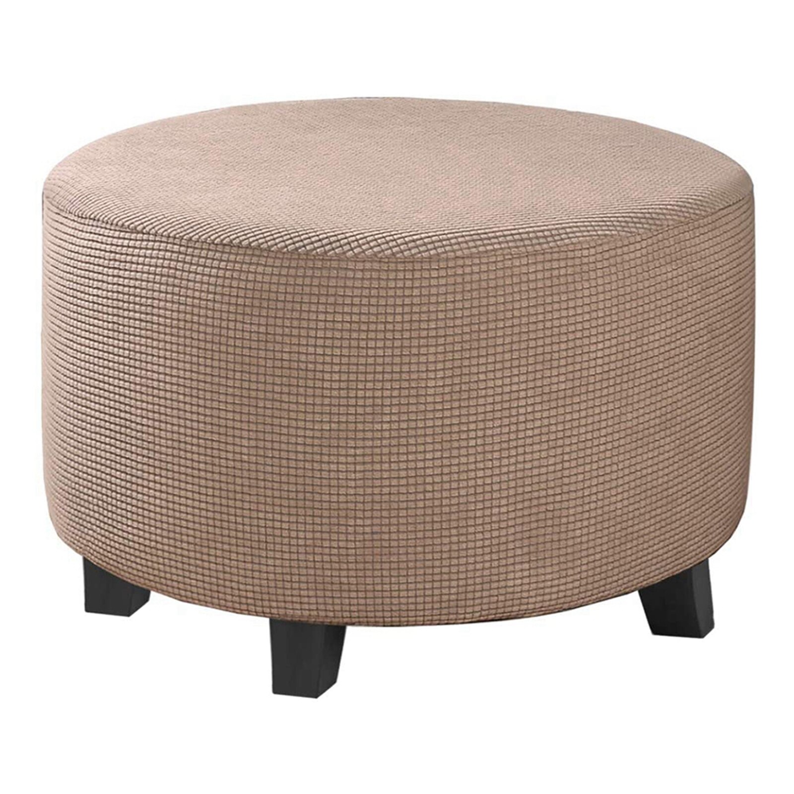 Ottoman Slipcovers Round Ottoman Footstool Cover Removable Machine Washable: Kahki