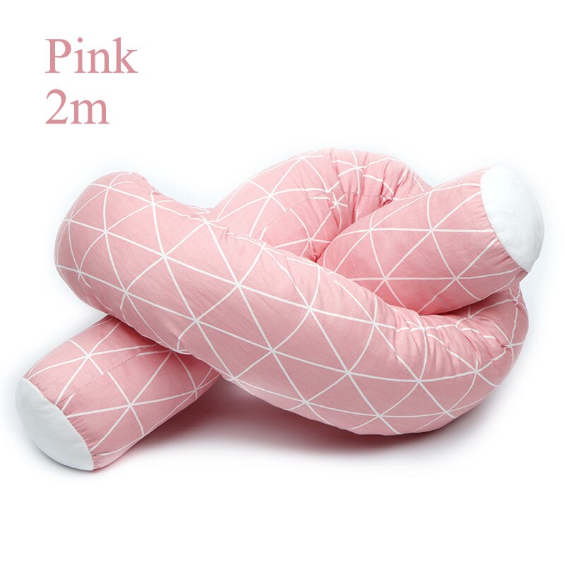 Babyinner almofada protetora para berço de 2m, berço para bebês, almofada de algodão macia e anticolisão decoração da cama do quarto: Pink