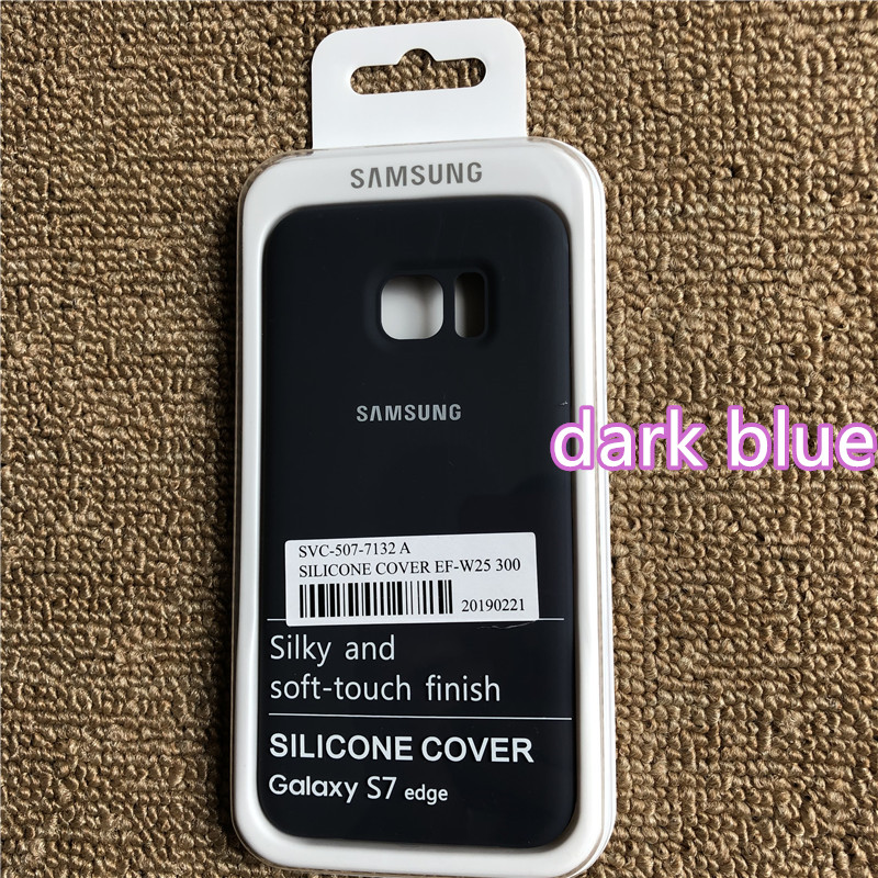 Original Samsung Galaxy S7edge Liquid Silicone Case Silky Soft-Touch Finish Back Protective Cover For Samsung s7edge packing: s7edge with packing / dark blue