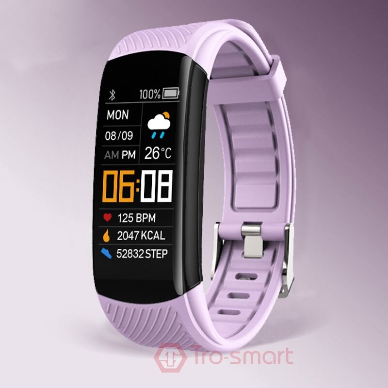 C5s digitale ur kvinder mænd sportsure elektronisk led dame armbåndsur til kvinder kvinde ur fitness armbåndsur timer: Lys lilla