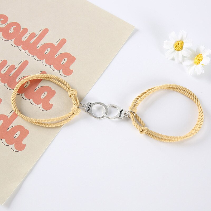 Pulsera de pareja astronauta pequeña banda de Goma para enviar novia novio imán piedra brazalete con cascabel nudo de la cuerda de la joyería: 6