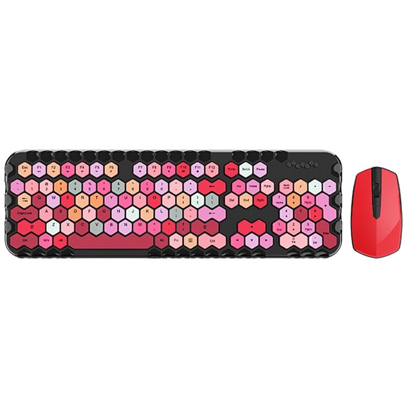 Wireless Keyboard and Mouse 2.4GHz Color Lipstick Keyboard 104 Keys for Windows XP / Win7 / Win8 / Win10: Black