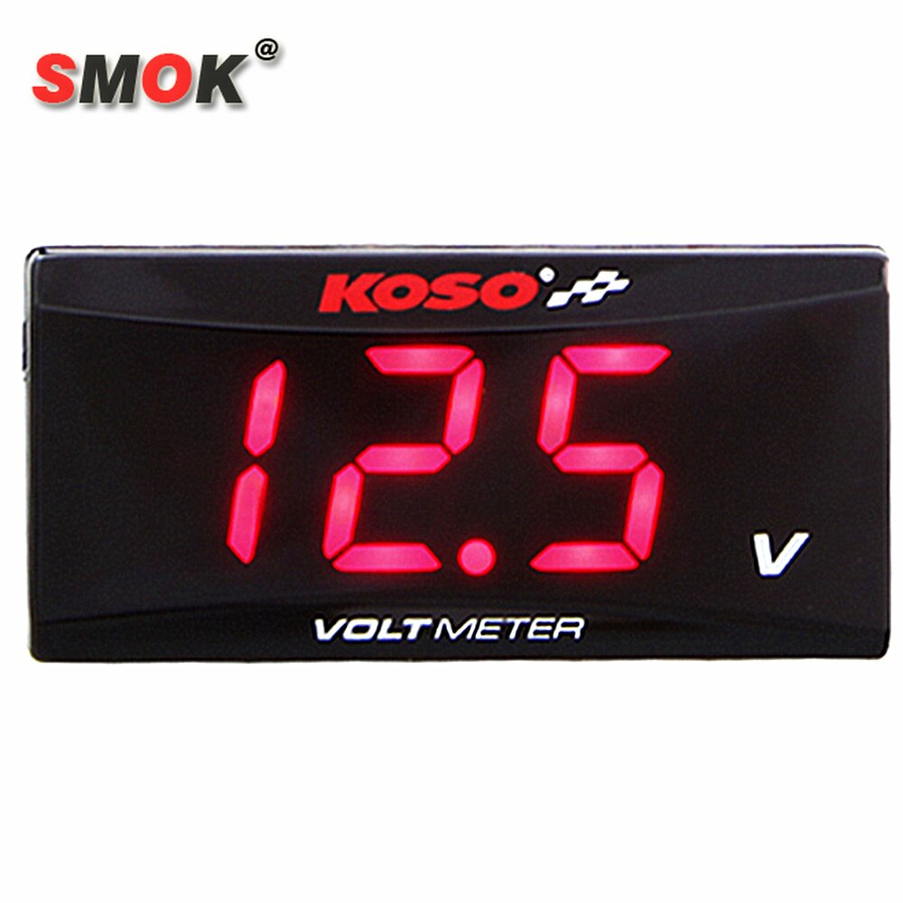 Koso-voltímetro Digital Universal para motocicleta, Mini medidor LED rectangular de voltaje, 12V: redled
