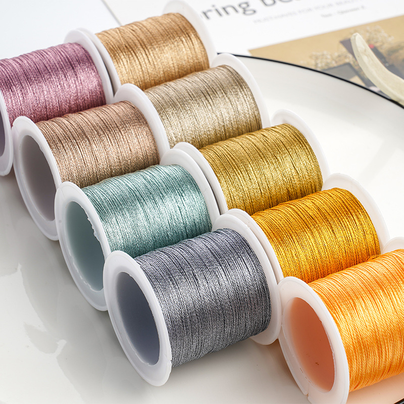 Cuerda de nailon para hacer pulseras y collares, cordón de hilo para abalorios de plata y oro rosa, accesorios para manualidades de macramé hechos a mano, 0,2mm/100m