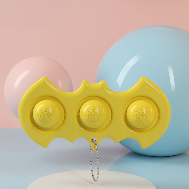 Adult Child Mini Push Bubble Sensory Toy Key Chain Autism Needs Squishy Stress Reliever Toys Funny Anti-stress Fidget Its: Yellow-DD026M