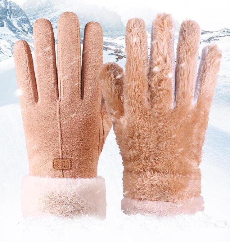 luxe daim gants mitaines doigt complet mitaines droite Index doigt écran gant velours épais femmes hiver