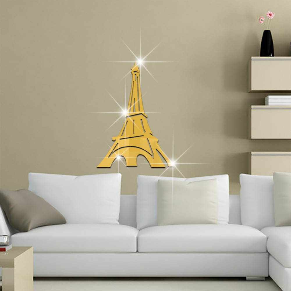Acryl spiegel diy kunst muurdecoratie stickers woonkamer decor grote 3d toren diy muurschildering achtergrond moderne kantoordecoratie cms 08