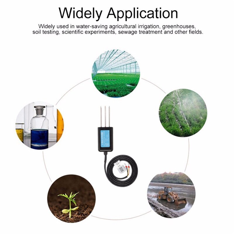 2 In 1 Hygrometer Soil Moisture Sensor Humidity Temperature Sensor Electrical Conductivity Soil Tester Output Moisture Meter