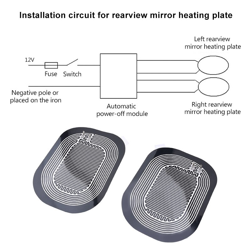 SPEEDWOW Electric Glass Heated Pad Mat Defoggers Side Mirror Heating Pad Car Mirror Heater DC 12V For Vehicles Car Accessories