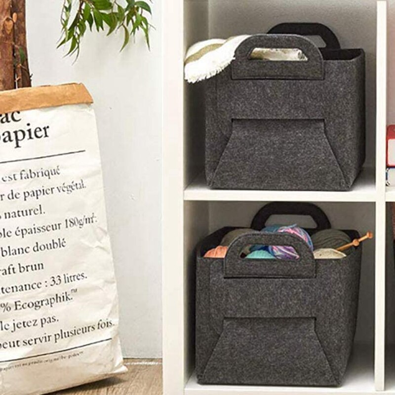 2 szt. Przechowywanie kosze z filcu pudełko-składane duże pojemniki na szafy z uchwytem Organizer robić prania solidne kosze półkowe
