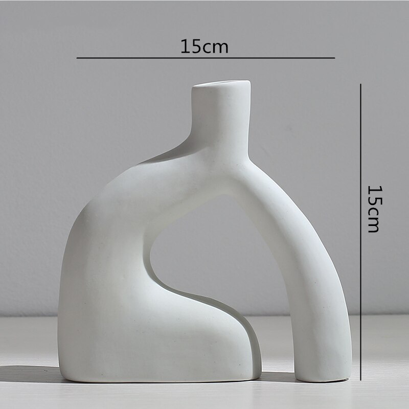 Vase en céramique abstraite, Arrangement de fleurs, artisanat hydroponique, ornements, accessoires de décoration de maison moderne, Vases blancs, décor: D
