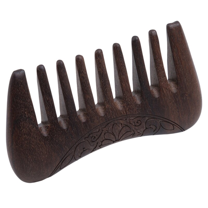 Novo bolso de madeira pente de sândalo ouro natural super largo dente pentes de madeira duplo lado gravado pequenos pentes de cabelo 1pc