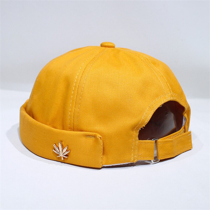 men's tide Korean summer landlord hat melon leather hats without brim hooligan hat hip hop retro sailor hats: Yellow