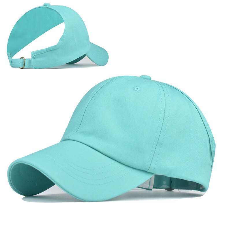 Hestehale lue halvtopp baseball cap kul solskjerm solkrem hestehale lue ensfarget sommer utendørs sport kasket: Mintgrønn