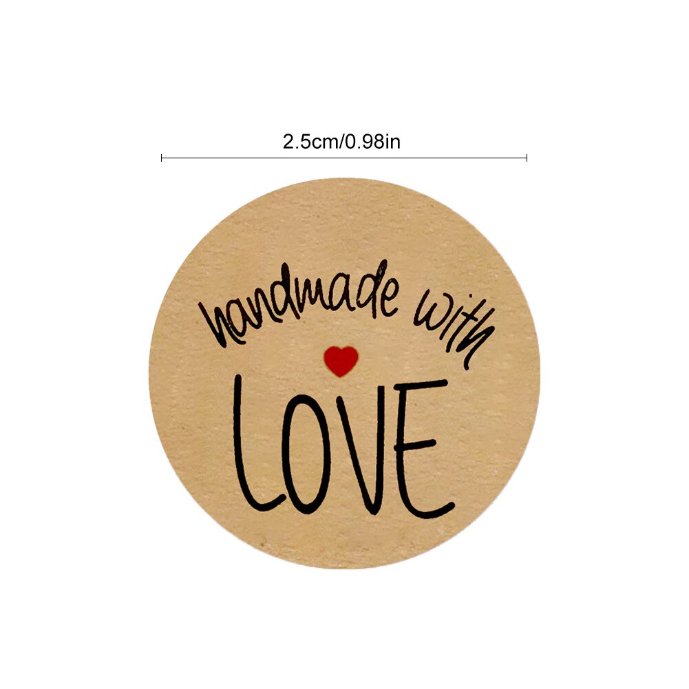 500PCS Round Labels Handmade Kraft Paper Packaging Sticker For Candy Dragee Bag Box Packing Bag Wedding Thanks Stickers: A