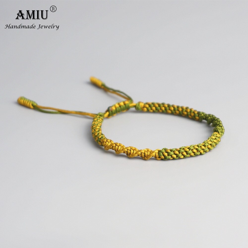 Amiu tibetansk buddhistisk lycka charm tibetanska armband & armband för kvinnor män handgjorda knutar deongare rep önskar armband