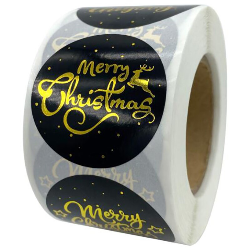 500 stuks/rol vrolijke kerst ronde 1 inch vergulde... – Vicedeal