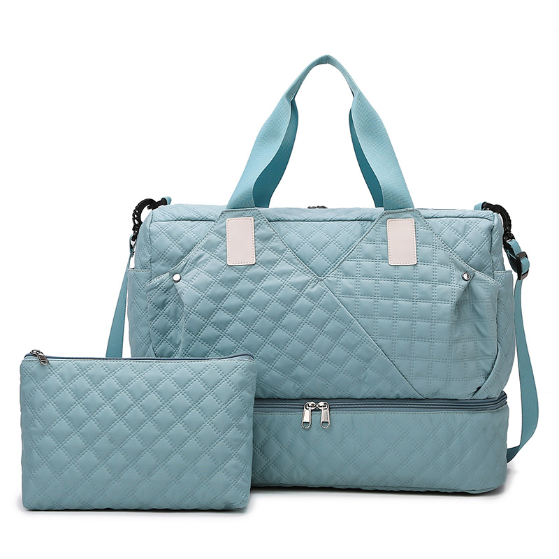 Bolsas de viaje de gran capacidad, organizador de equipaje, bolso de mano impermeable, portátil, plegable, almacenamiento de ropa de viaje, bolsos de hombro: Azul