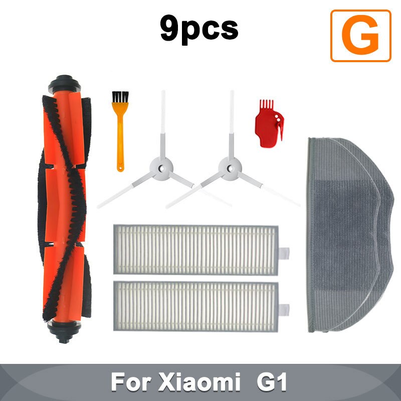 Xiaomi-Robot aspirador G1 MJSTG1 Mi, aspiradora con filtro HEPA esencial, cepillo lateral, cepillo principal, mopa, paños, limpiador, accesorios para electrodomésticos: 9pcs