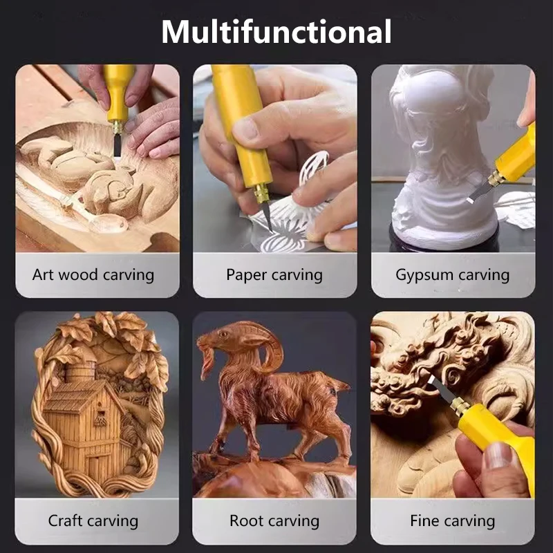 Handheld Electric Carving Tool Set For Furniture Woodworking Carving Lithium Electric Wood Chiseling 20PCS Blade Polishing Tool