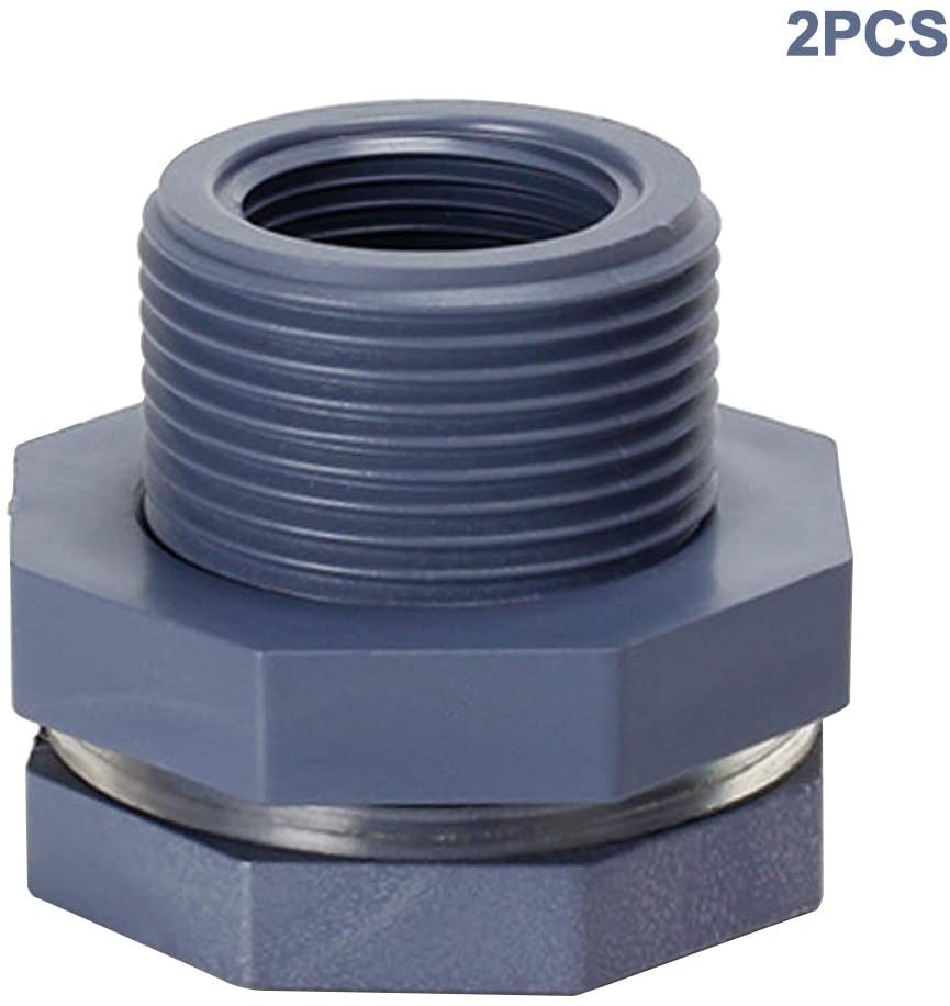 2pcs PVC Water Tank Adapter Universal Garden Spigot for Aquariums 3/4 Inch Female Thread Rain Bulkhead Fitting Hose Home Soild