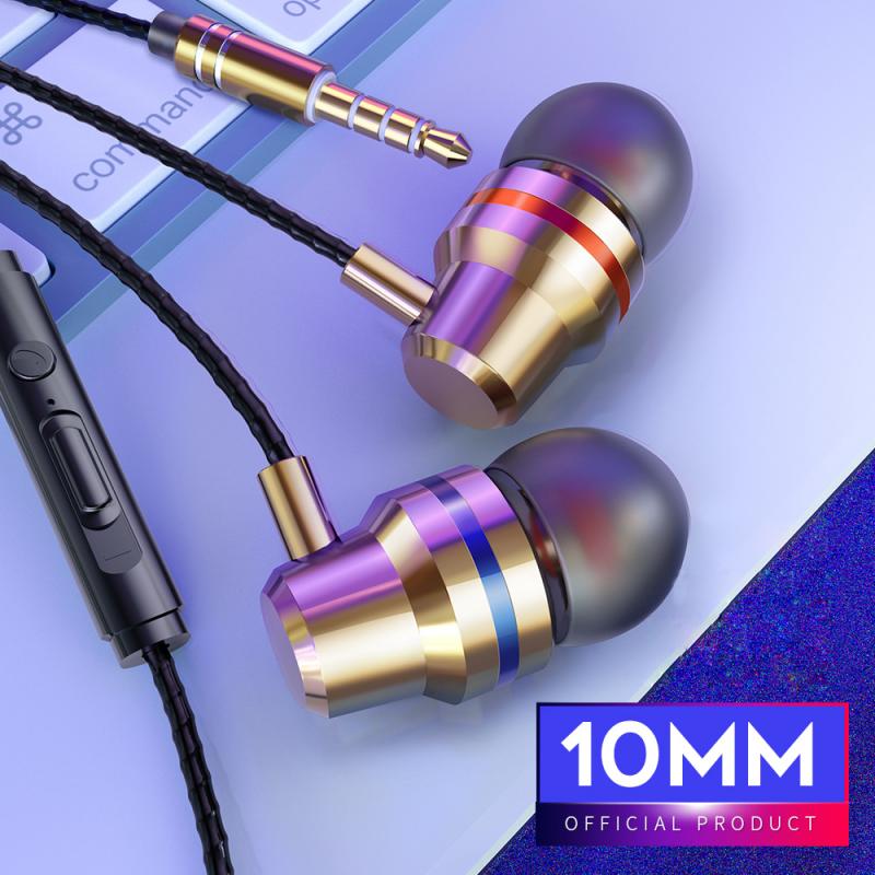 2020 przewodowe słuchawki podwójny rura stereofoniczny wgłębienie metalowe słuchawki robić gier pleciony drut wielobarwność muzyka słuchawki dla Xiaomi dla Huawei: Metal szampan złoto