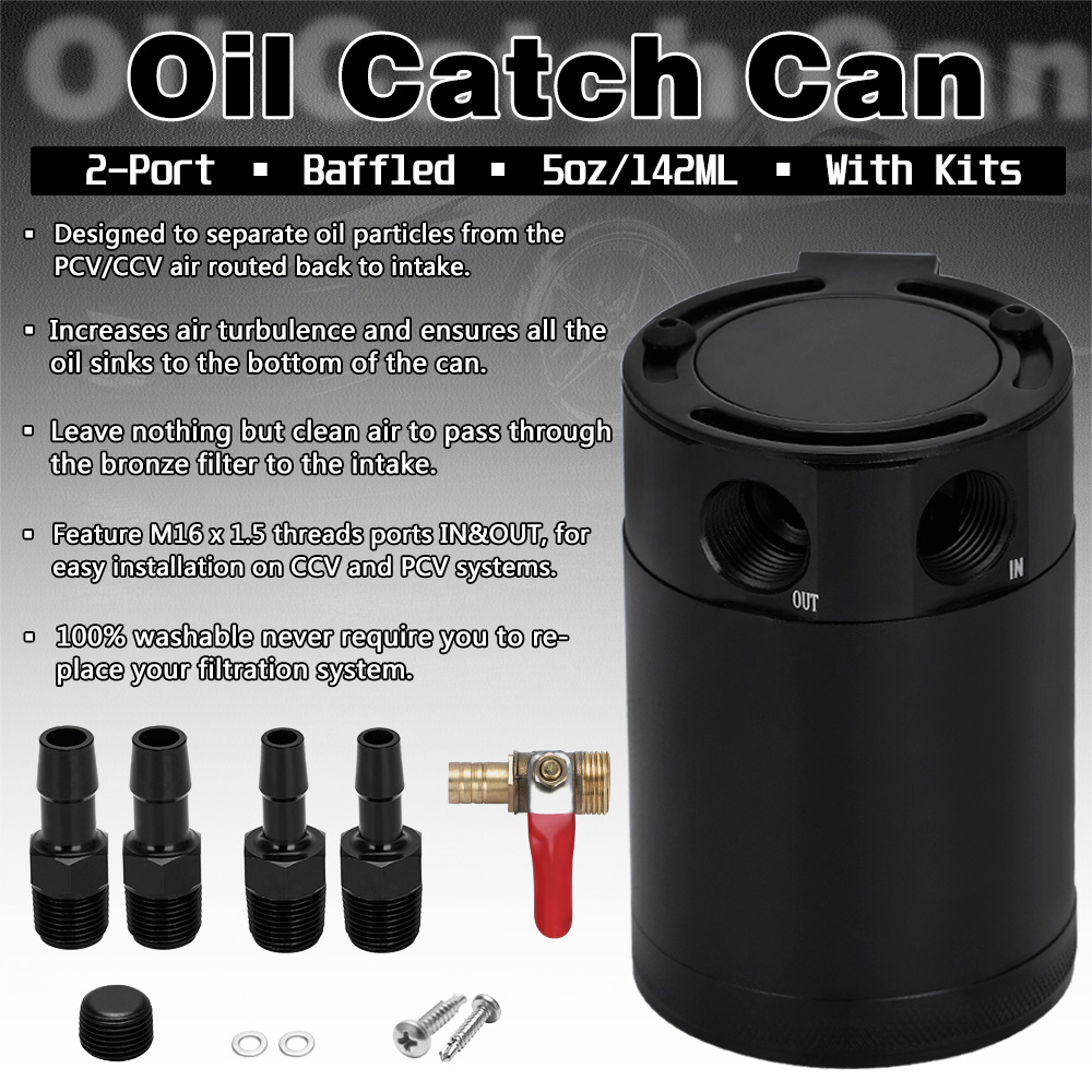 Hypertune M16 * 1,5 Salida de entrada 2-Puerto compacto desbloqueado captura de aceite Can tanque HT-TK91