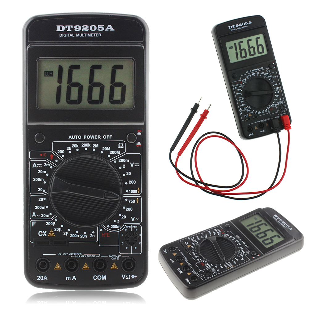 DT9205A Digitale Ac/Dc Lcd Display Elektrische Handheld Amperemeter Weerstand Capaciteit Tester Meter Digitale Multimeter Ammeter