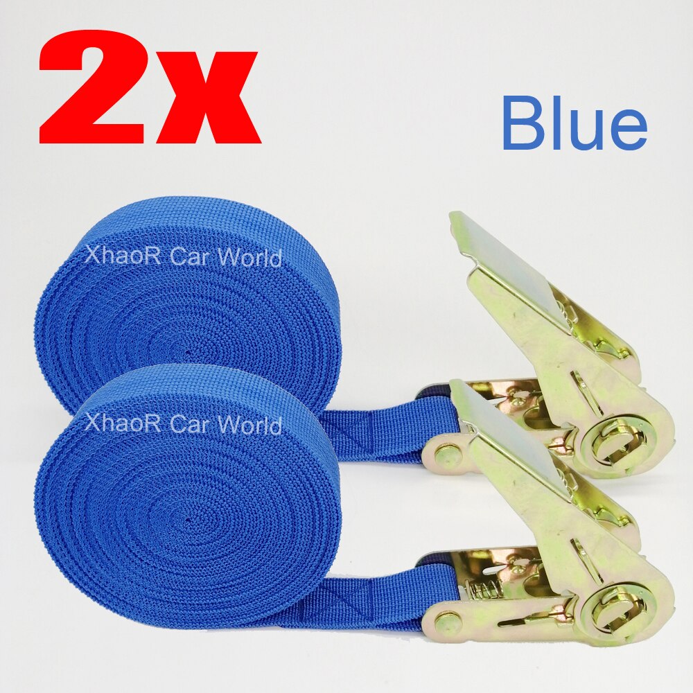 2 Pcs 5 Meter Spanbanden Verstelbare Cargo Bandjes Voor Auto Motor Fiets Ratchet Tie-Down Riem Voor Bagage tas Binden Riemen: Blue