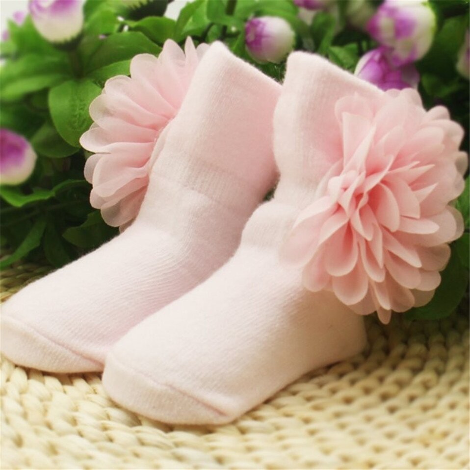 Baby Sock For Newborn Floral Pattern Kids Girls Cotton Socks Flowers Ankle Socks Baby Shoes Boot: Pink