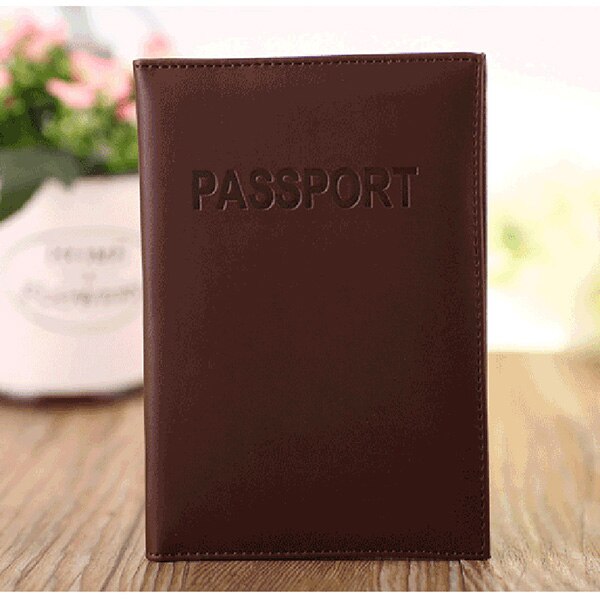 Travel Women Passport Cover Cute Top Leather Pu Passport wallet and case pochette passeport uk russia: Brown