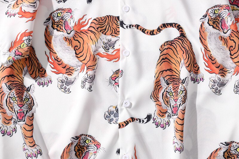 Sommer kortermede skjorter 3d tiger full trykt formell hawaiian beach streetwear harajuku hip hop casual koreanske skjorter