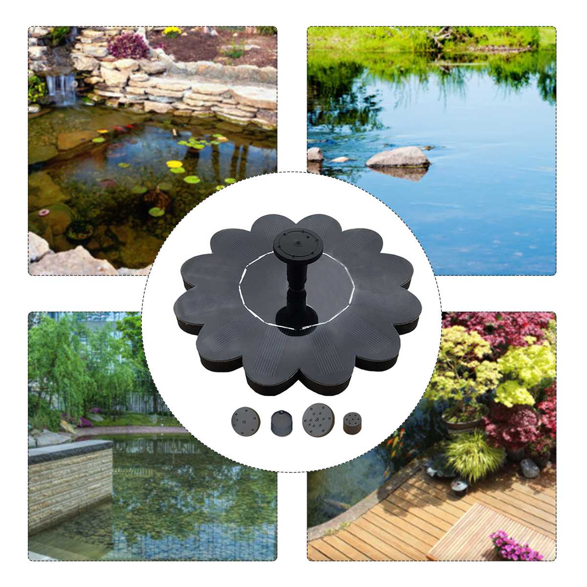 6V 1.4W Solar Powered Fountain Pool Lake Pond Water Aquarium Bird Bath Floating Water Fountain Pump Garden Decor with Battery