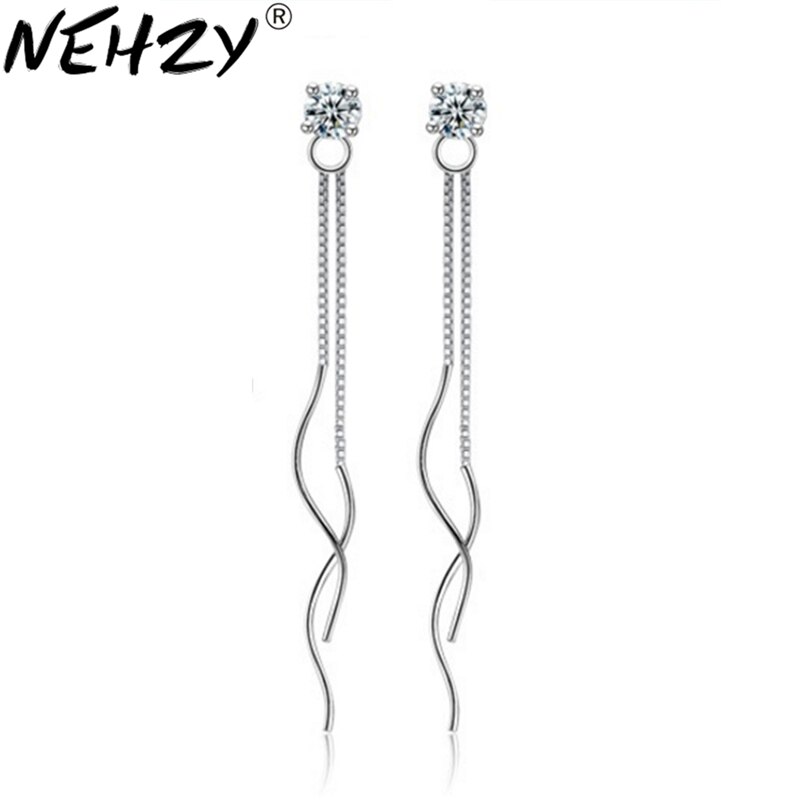 NEHZY S925 timbro gioielli in argento temperamento da donna sezione lunga filo per orecchio nappa femminile orecchini a quattro artigli zirconi cubici