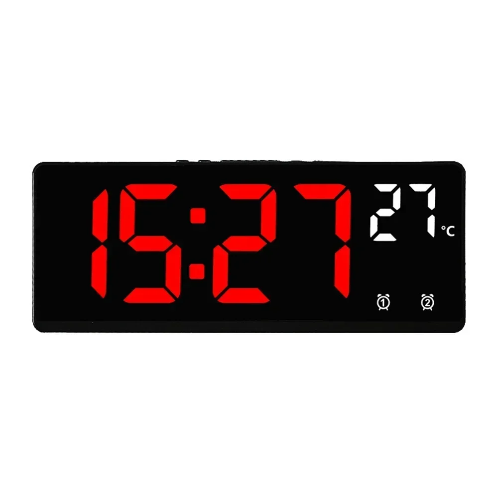 Reloj despertador LED inteligente activado por voz con alarmas duales, modo nocturno y pantalla de temperatura para dormitorio o escritorio: Rosa