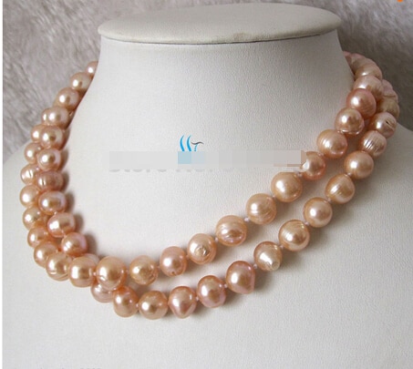 LL<<< 0952 32" 9 mm Peach Pink Off Round Freshwater Pearl Necklace Strands Jewelry