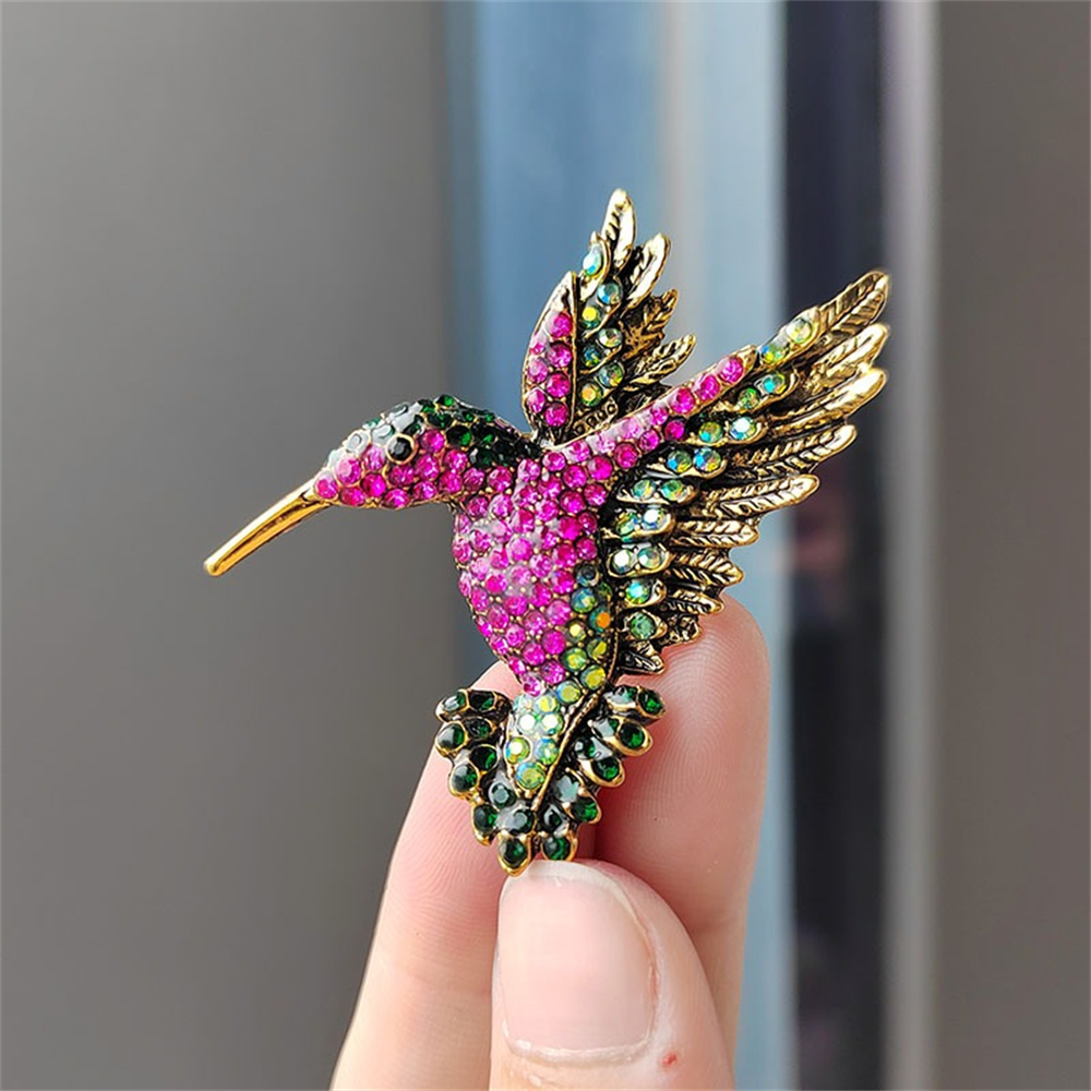 Men Birds Pin Brooch Colorful Rhinestone Brooches For Women Hummingbird Animal Pins Clothing Accessories Party Jewelr %s