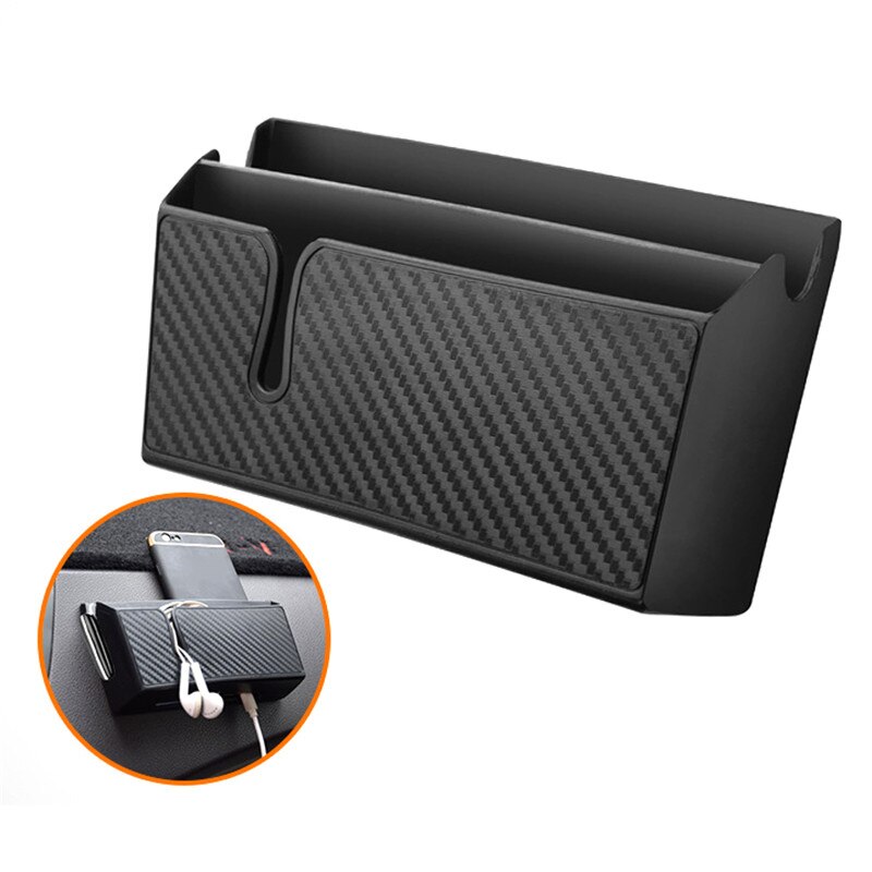 Newest Model Car Storage Box Carbon Fiber Grain Paste Type Cellphone Holder Flexible Glue Surface Stowing Tidying Storage Box