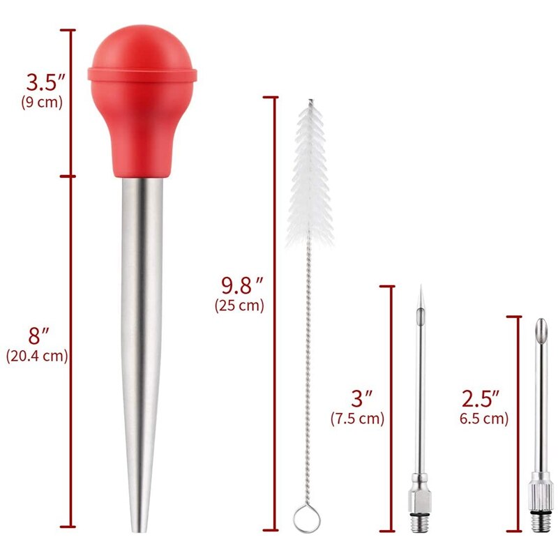 30ml kalkun baster sett med injeksjon nål rensebørste til kjøtt bbq matte smak baster sprøyte rør rør