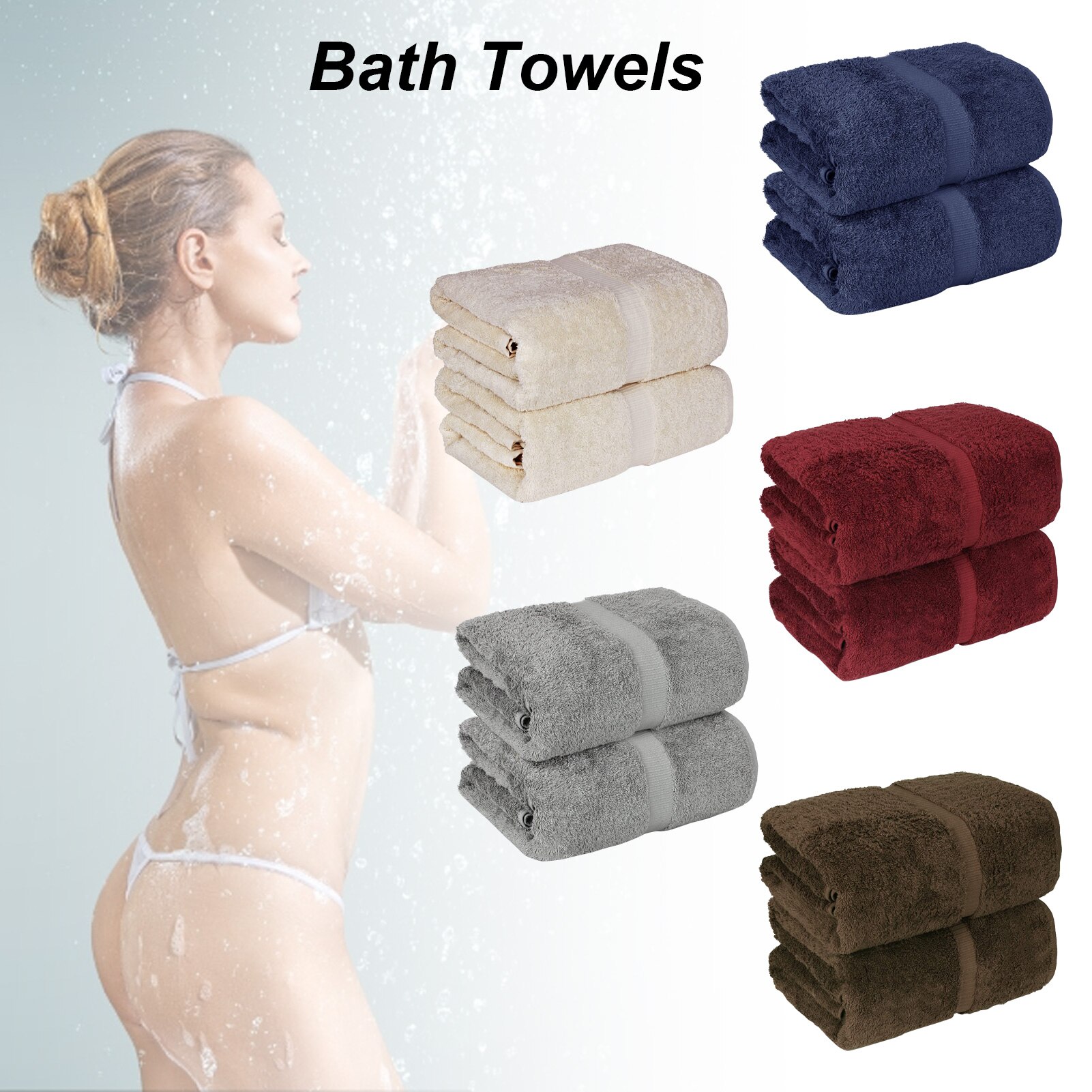 2 pièces coton serviettes de bain épais doux respectueux de la peau serviettes absorbantes doux et confortable 100% coton serviettes sûr et