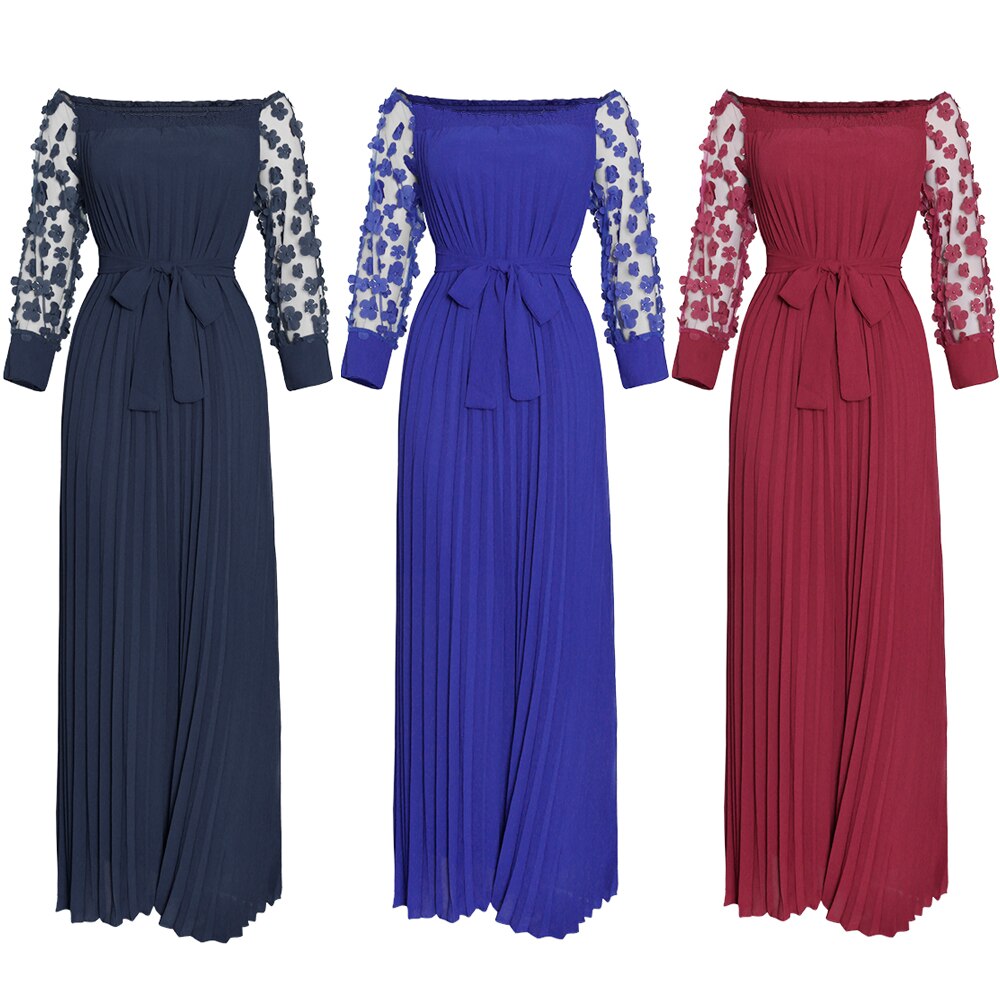 MD African Dresses For Women Off Shoulder Mesh Maxi Dress Party Abaya Lady Plus Size Evening Gowns