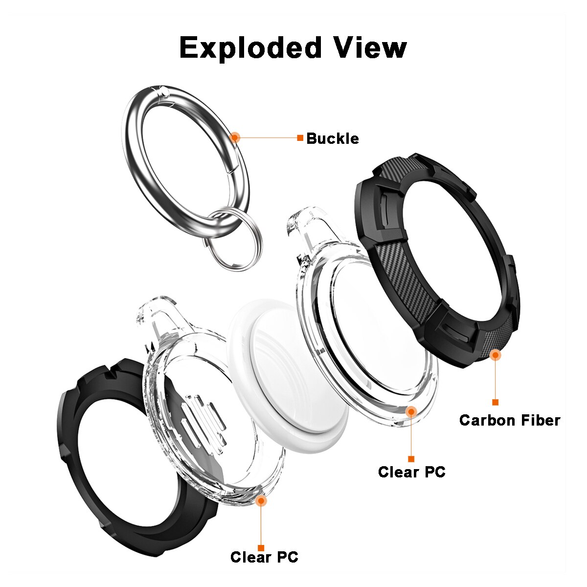 360 ° copertura protettiva di protezione completa per Apple AirTag custodia paraurti antiurto in Silicone in fibra di carbonio per AirTag fibbia anti-perso